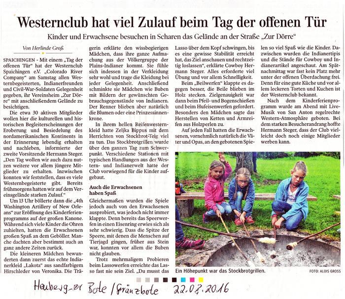 Artikel Gränzbote/Heuberger Bote (22.08.2016)
